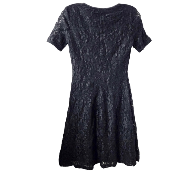 Vintage Bisou Bisou Small Black Lace Short-Sleeve Lined Mini‎ Dress Made In USA - Picture 2 of 14